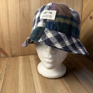 UO-76 Urban Outfitters Patchwork Plaid Bucket Hat Festival Casual‎ Cotton Wool